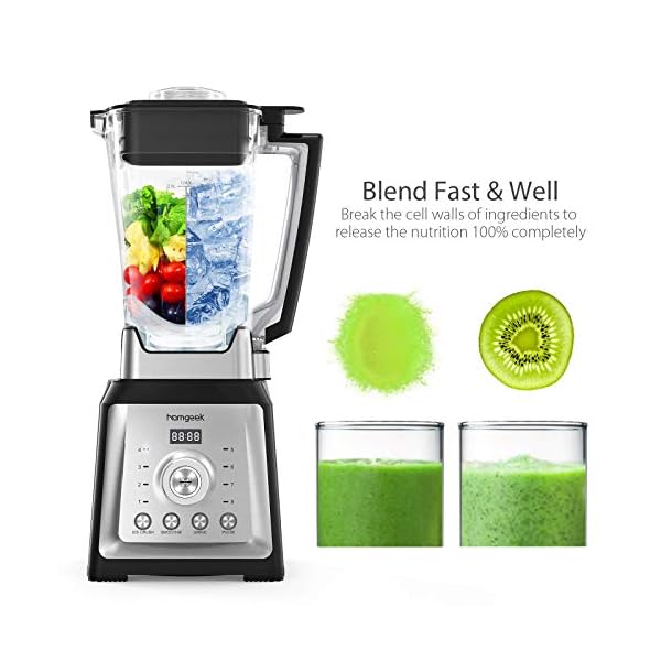 homgeek-2000W-Blender-Smoothie-Maker-Multifunction-Smoothie-Blender-with-4-Preset-Programs-8-Adjustable-Speeds-8-Sharp-Blades-and-2L-BPA-Free-Tritan-Container-Powerful-30000-RPM-High-Speed homgeek 2000W Blender Smoothie Maker, Multifunction Smoothie Blender with 4 Preset Programs, 8 Adjustable Speeds, 8 Sharp Blades and 2L BPA-Free Tritan Container, Powerful 30,000 RPM High Speed