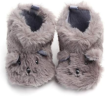 Fleece Baby Booties -Girls Boys Cartoon Fluffy Ears Dog Warm Anti Slip Boot First Walkers Toddler Shoes