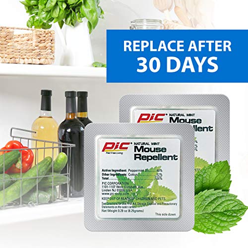 PIC Natural Mint Mouse Repellent (3-Pack), Effective Rodent Control Solution, Non-Toxic Mouse Deterrent, Mint Scented Mice Repellent, 180 Day Supply of Rodent Repellent for Cars & Homes, Rat Repellent - Thumbnail 6
