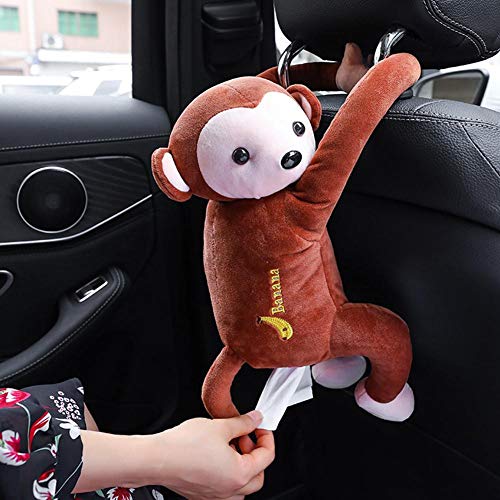 Creative Tissue Box Cute Monkey Toy Paper Facial Tissue Box Cover Holder Napkin Box Paper Storage Box for Car Bathroom Vanity Countertops Bedroom Dressers Night Stands Desks and Tables