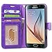 S6 Case, Arae Samsung Galaxy S6 wallet case,[Wrist Strap] Flip Folio [Kickstand Feature] PU leather wallet case with ID&Credit Card Pockets For Samsung Galaxy S6 (Purple)
