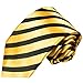 Paul Malone Necktie, Pocket Square and Cufflinks 100% Silk Gold Black Stripes