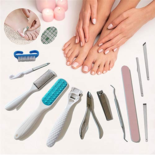 Pedicure Set Professional 18 In 1 - Foot Rasp Callus Remover for Foot Care Kit, Stainless Steel Manicure Pedicure Kit Tools for Women at Home