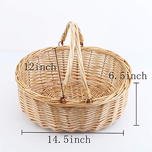 MEIEM Wicker Basket Picnic Basket Gift Baskets Empty Oval Willow Woven Basket Easter Basket MEIEM Wicker Basket Picnic Basket Gift Baskets Empty Oval Willow Woven Basket Easter Basket