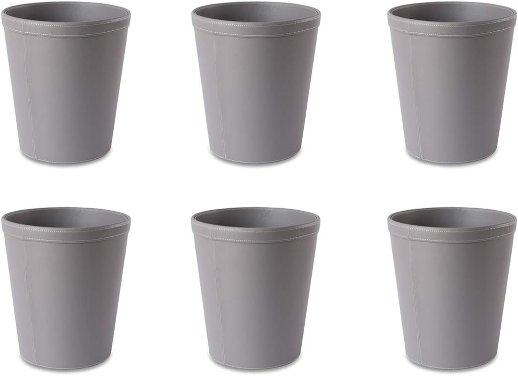 OSCO Faux Leather Waste Bin - Grey - Pack of 6, Grey (6 PACK)