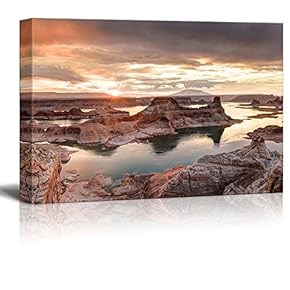 Canvas Wall Art Beautiful Sunset Landscape Lake Prints for Home Decoration Ready to Hang - 12" x 18"