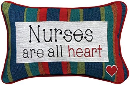 "Nurses Are All Heart" Striped Rectangular Throw Pillow 8.5" x 12.5"