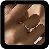 IRCOMULTI Plated Cubic-Zirconia Ring Rose Gold Cz Crystal Open Cuff Ring Dainty Adjustable Stackable Finger Rings Jewelry for Women