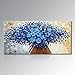 Winpeak Art Hand Painted Abstract Canvas Wall Art Modern Textured Blue Flower Oil Painting Contemporary Artwork Floral Hanging Decor Stretched And Framed Ready to Hang (40