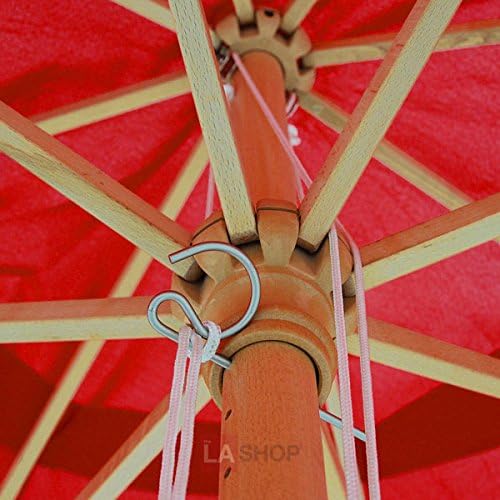 Amazon Com Oversized 13 Ft Diam Market Patio Umbrella Outdoor Furniture Red Color 106 Height Solid German Beech Wood Pole 8 Ribs W Pulley Rope Waterproof For Beach Yard Garden Wedding Cafe Canopy