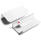 BaiNong 5 Pack 3 inch self Adhesive Cabinet pulls Adhesive Cabinet Handles Drawer Edge pulls Bright White Stick on Handles for Cabinet Finger pulls for cabinets Concealed Seam Flat Drawer Handles