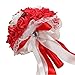 Vlovelife Wedding Bouquet for Bride, 8'' x 8'' x 11'' Red Artificial Flower for Wedding, Artificial Foam Rose Flower, Handmade Bouquet for Bridesmaids
