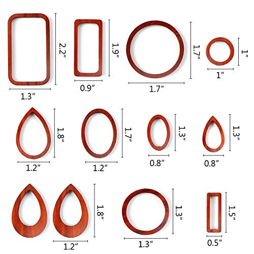 LET'S RESIN Resin Jewelry Making Kit with 12 PCS Wooden Frames Pendant 5 Styles Bezel Charms Pendants, Wood Pieces for Resin Jewelry, Earring, Necklace Crafts DIY