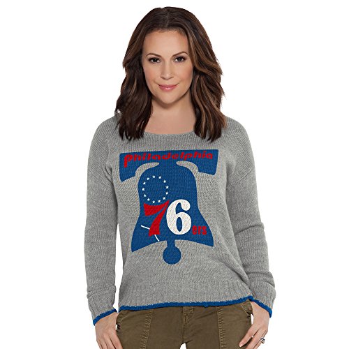 Touch by Alyssa Milano NBA Philadelphia 76Ers Adult Women All Laced Up Sweater, Small, Heather Grey