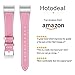 Mornex Replacement Leather Band Compatible with Fitbit Charge 2, Classic Genuine Leather Wristband for Men Women(Pink-Silver Buckle)