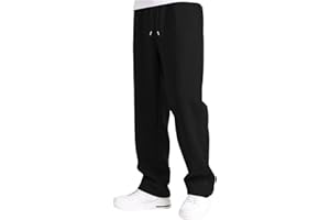 Teen Boys Baggy Sweatpants Drawstring Elastic Waist Loose Wide Leg Open Bottom Sweat Pants Athletic Joggers Pants Pockets