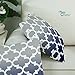 CaliTime Pack of 2 Canvas Throw Pillow Covers Cases for Couch Sofa Home Decor Modern Gradient Quatrefoil Accent Geometric 18 X 18 Inches Gray to Navy Blue