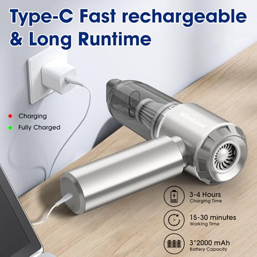 Wirelume Handheld Vacuum Cleaner Powerful Mini Car Vacuum Cleaners Hand Held Vacuum Cordless 22000Pa Strong Cyclonic Suction Blowing Portable Rechargable Lightweight for Pet Hair Vehicle Home Office