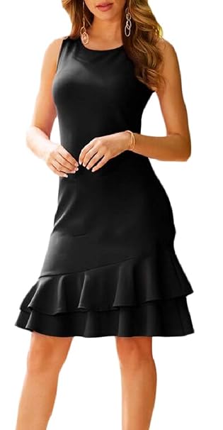 sleeveless ruffle hem bodycon dress