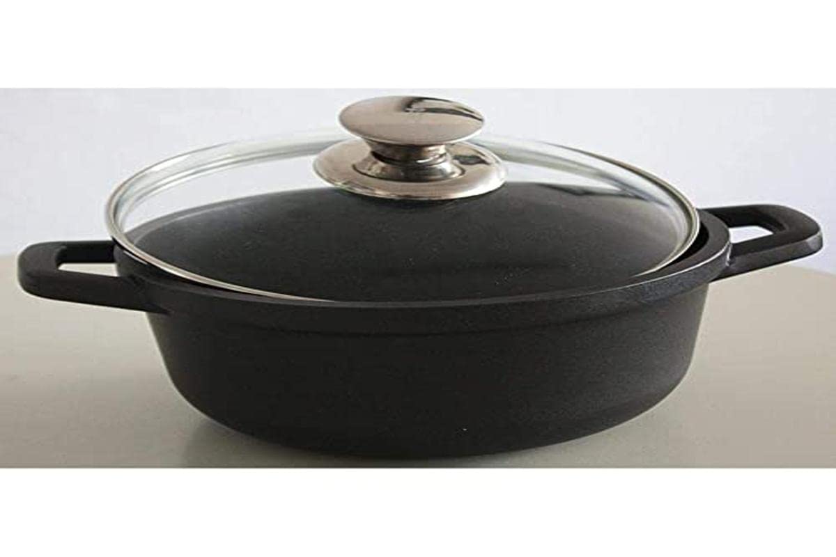 Castey Deep Casserole with Tempered Glass Lid, 20 cm