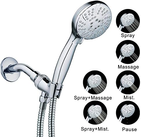 Hand Held Shower-Head,6.5 Feet Ultra-Flexible Hose Luxury Multi Function Spray, Rainfall, Chome Finish
