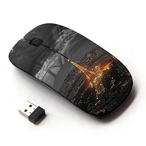 KawaiiMouse [ Optical 2.4G Wireless Mouse ] Eifel Tower Paris City Tourist Night Clouds
