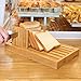 Bamboo Manual Adjustable Foldable Bread Machine Bread Slicer For Homemade Bread With Crumb Catcher Tray AND Eliminating The Generation Of Wood Chips By ISINO