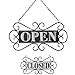 NIKKY HOME Open Closed Sign for Business with Chain Reversible Double Sided Rustic Country Metal Vintage Plaque Farmhouse Decor Door Sign for Coffee Store Restaurant Bar, 13 x 14 Inch, Black/White
