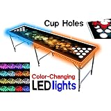 PartyPongTables.com 8-Foot Beer Pong Table with Cup Holes and LED Lights - Bubbles Edition