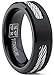 Black Titanium ring Wedding band with Stainless Steel Cables sizes 7 to 12