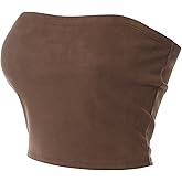 MixMatchy Women's Casual Strapless Print Tube Tops Strapless Sleeveless Bandeau Tops