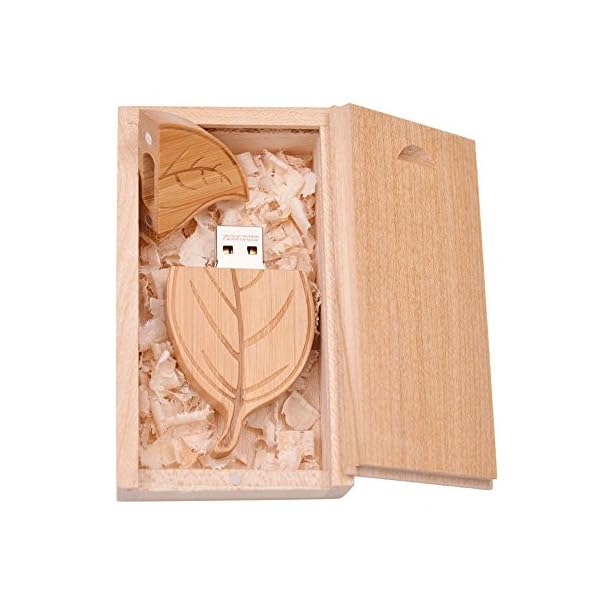 USB Stick 32GB Holz Blatt USB 2.0 Flash Laufwerk mit Walnuss-Box Speicherstick Pendrive Datenablage Memory Stick 32 GB… – Bild 4