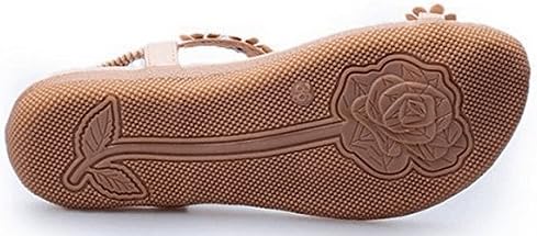 Women Bohemia Sling Sandals Flower Beads Yoga Flip Flop Flats Slingback Thong Shoes