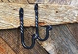 Wrought Iron Hooks-Set of 2- Hooks- Wrought Iron Hardware, Wrought Iron Home Decor, Wrought Iron Hooks Rustic, Wrought Iron Hanger