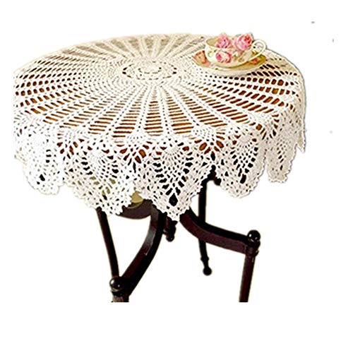 YIZUNNU 35.4 Inch Vintage White Handmade Crochet