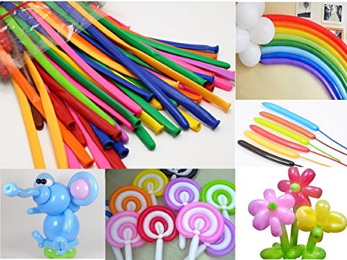LONHEO Assorted Color Twisting Thick Balloons 100pcs/lot Rainbow Colored Magic Balloon Wedding Party Birthday Balls Classic Toys with Pump - Thumbnail 4