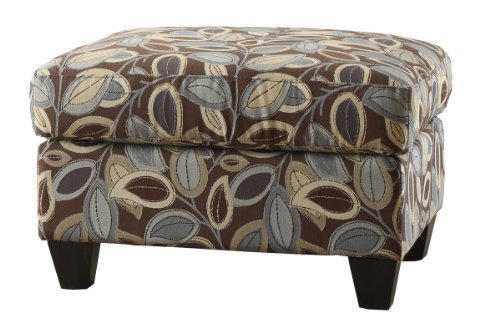 Bobkona Cocktail Ottoman with Leaf Print