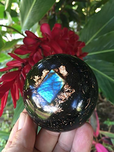 Pukaaniani Window Orgone Healing Dome with Labradorite Cabochon, Copper and Shungite