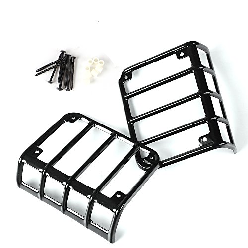 JeCar Jeep Tail Light cover Black Rear Euro Tail Light Guard Protector for 2007-2017 Jeep Wrangler JK & Unlimited - Thumbnail 4