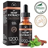 Organic Hemp Oil Extract for Pain & Stress Relief (1200MG), Cinnamint Flavor, Full Spectrum, Blended with Organic Hemp Seed Oil for Optimal Absorption, CO2 Cold Extracted, Kosher, Vegan, GF, 1oz