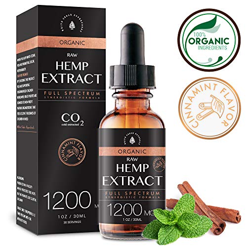 Organic Hemp Oil Extract for Pain & Stress Relief (1200MG), Cinnamint Flavor, Full Spectrum, Blended with Organic Hemp Seed Oil for Optimal Absorption, CO2 Cold Extracted, Kosher, Vegan, GF, 1oz. Organic Hemp Oil Extract for Pain & Stress Relief (1200MG), Cinnamint Flavor, Full Spectrum, Blended with Organic Hemp Seed Oil for Optimal Absorption, CO2 Cold Extracted, Kosher, Vegan, GF, 1oz.