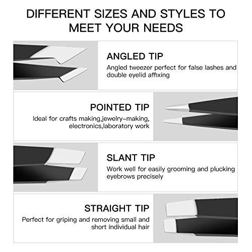 2021NEWEST SHZDMH 4-Piece Combination Tweezers Set-Black with Leather Case