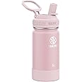 Takeya Actives Kids Water Bottle with Straw Lid - Stainless-Steel Double Wall Insulation - BPA-Free Bottle Lid with Carry Handle - Reusable Bottle & Straw Lid - 14 oz, Blush