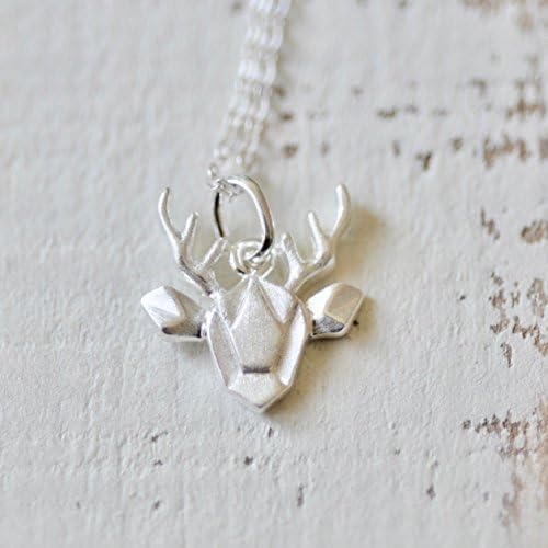 Origami Moose Necklace with 18" Chain in Sterling Silver