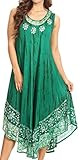 Sakkas 15009 - Alexis Embroidered Long Sleeveless Floral Caftan Dress / Cover Up - Sea Green - OS