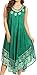 Sakkas 15009 - Alexis Embroidered Long Sleeveless Floral Caftan Dress/Cover Up - Sea Green - One Size