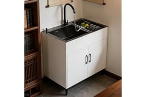 MNUPUOL Length 50-82Cm Stainless Steel Laundry Sink with Cabinet Commercial Kitchen Sink Cabinets,Utility Kitchen Sink with P
