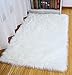 junovo Luxury Fluffy Area Rugs Furry Rug for Bedroom Faux Fur Sheepskin Nursery Rugs Fur Carpet for Kids Room Living Room Home Decor Floor Mat, Rectangle 3ft x 5ft White