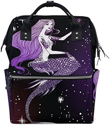 ALIREA Mermaid Diaper Bag Backpack, Large Capacity Muti-Function Travel Backpack