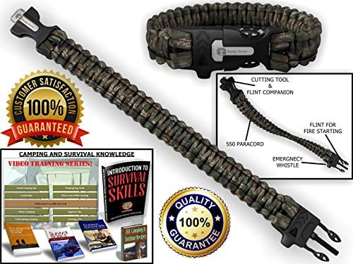 Ready Wrist: 550 Paracord Emergency Bracelet Is a Parachute Cord Survival Bracelet with an Emergency Whistle, Knife Like Cutting Tool, and Flint (Camo 3)